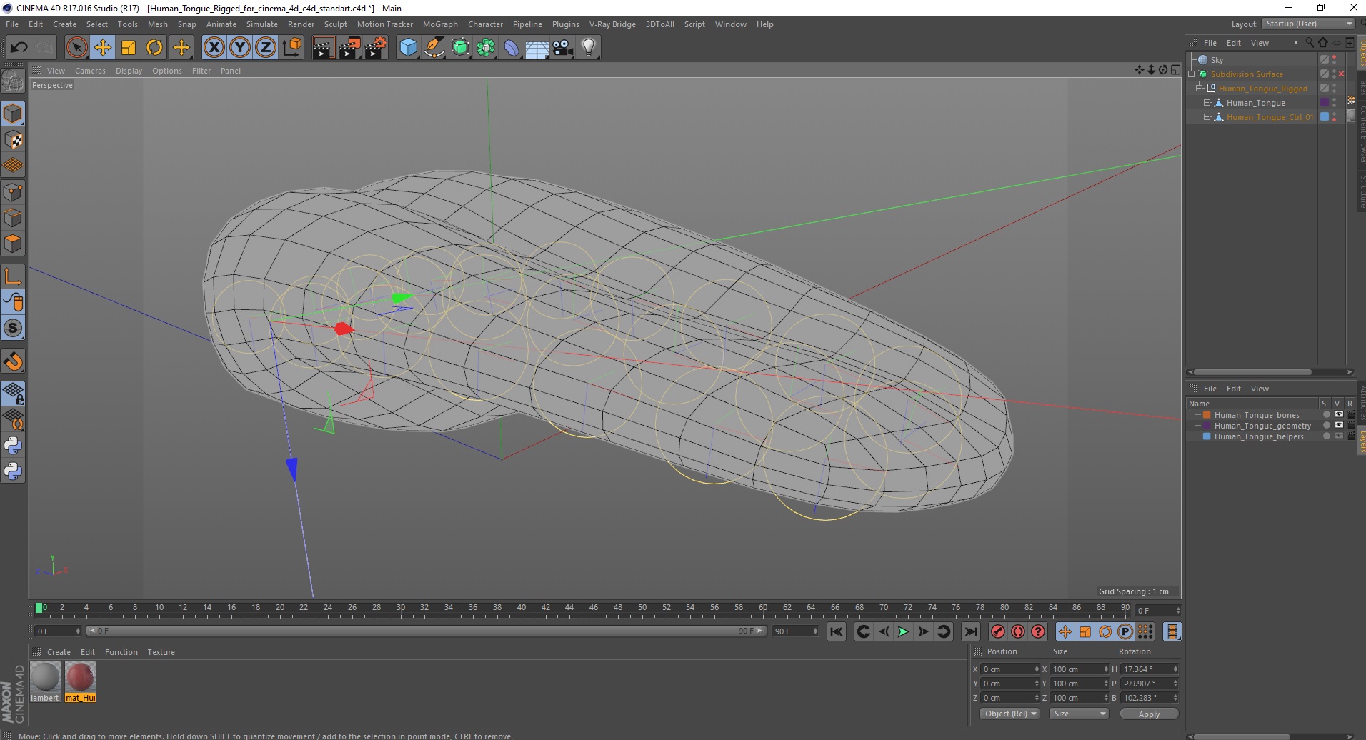3D Human Tongue Rigged for Cinema 4D model
