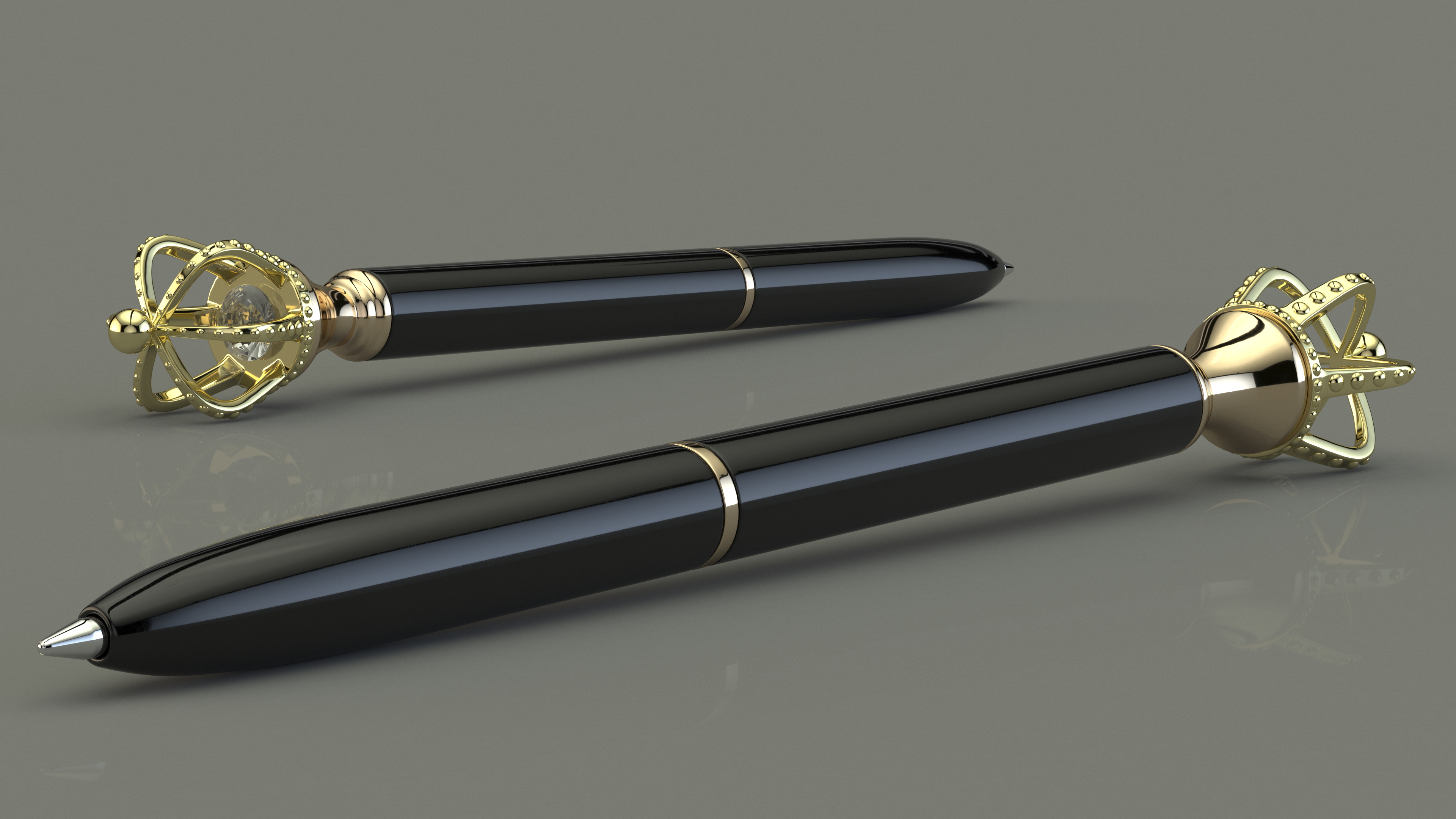 3D model King Crown Ballpoint Pen Black