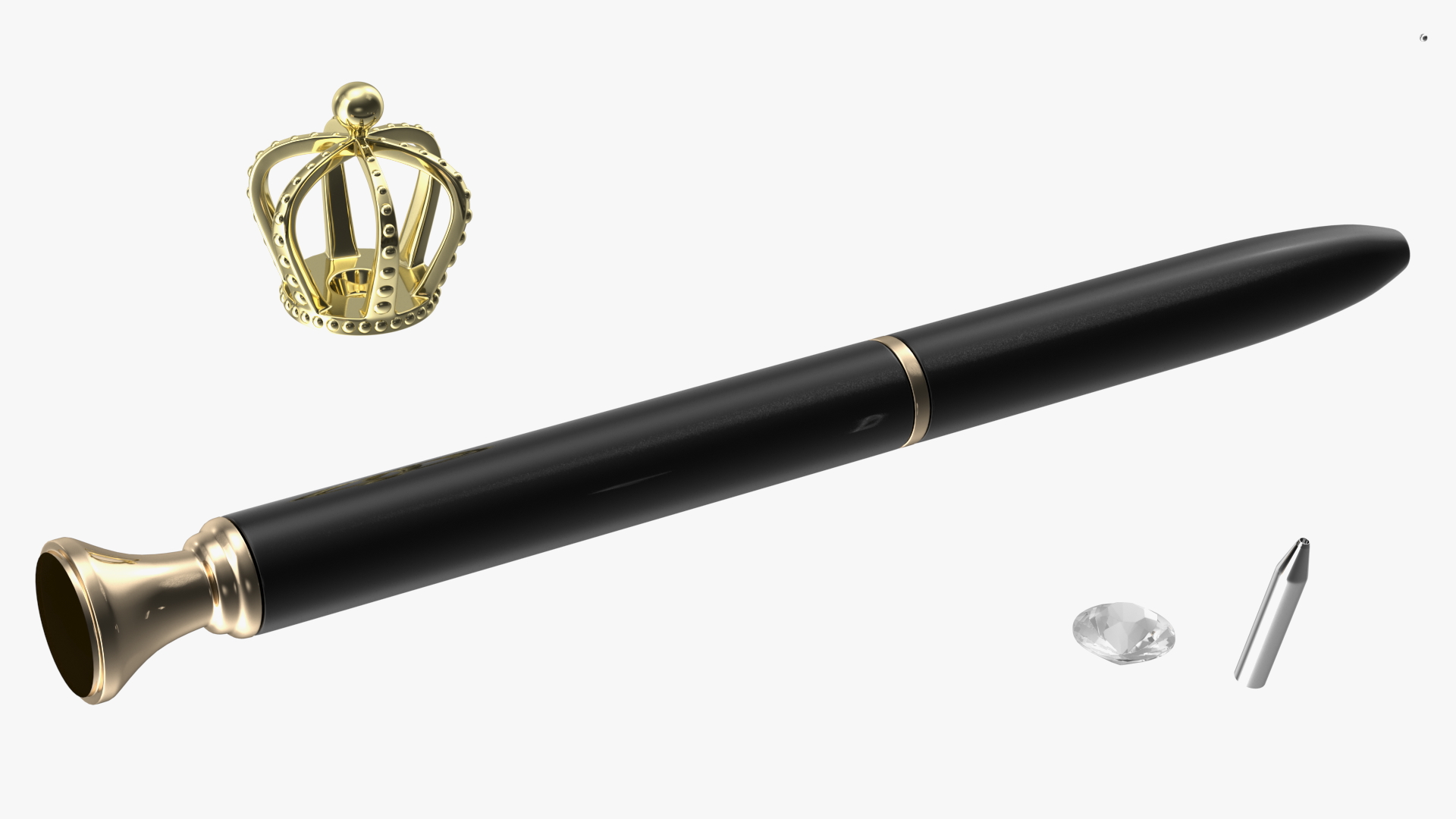 3D model King Crown Ballpoint Pen Black