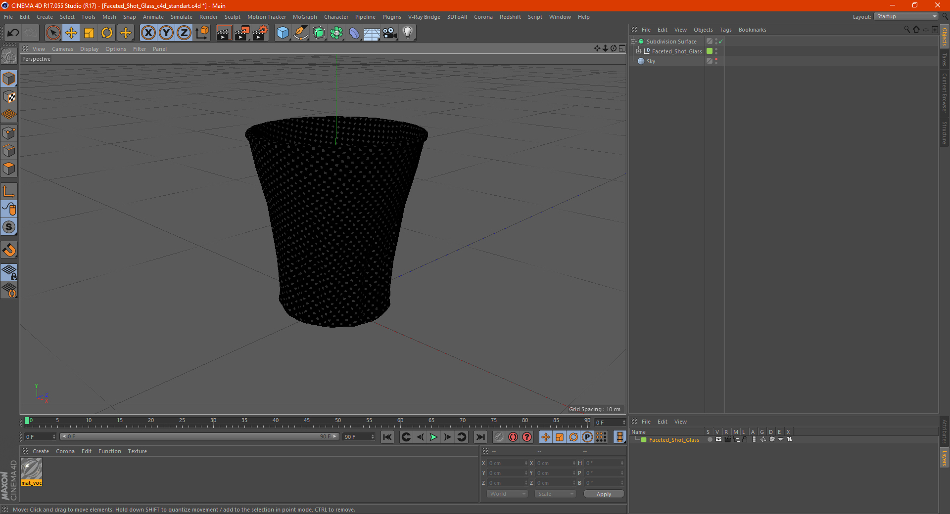 3D Faceted Shot Glass model
