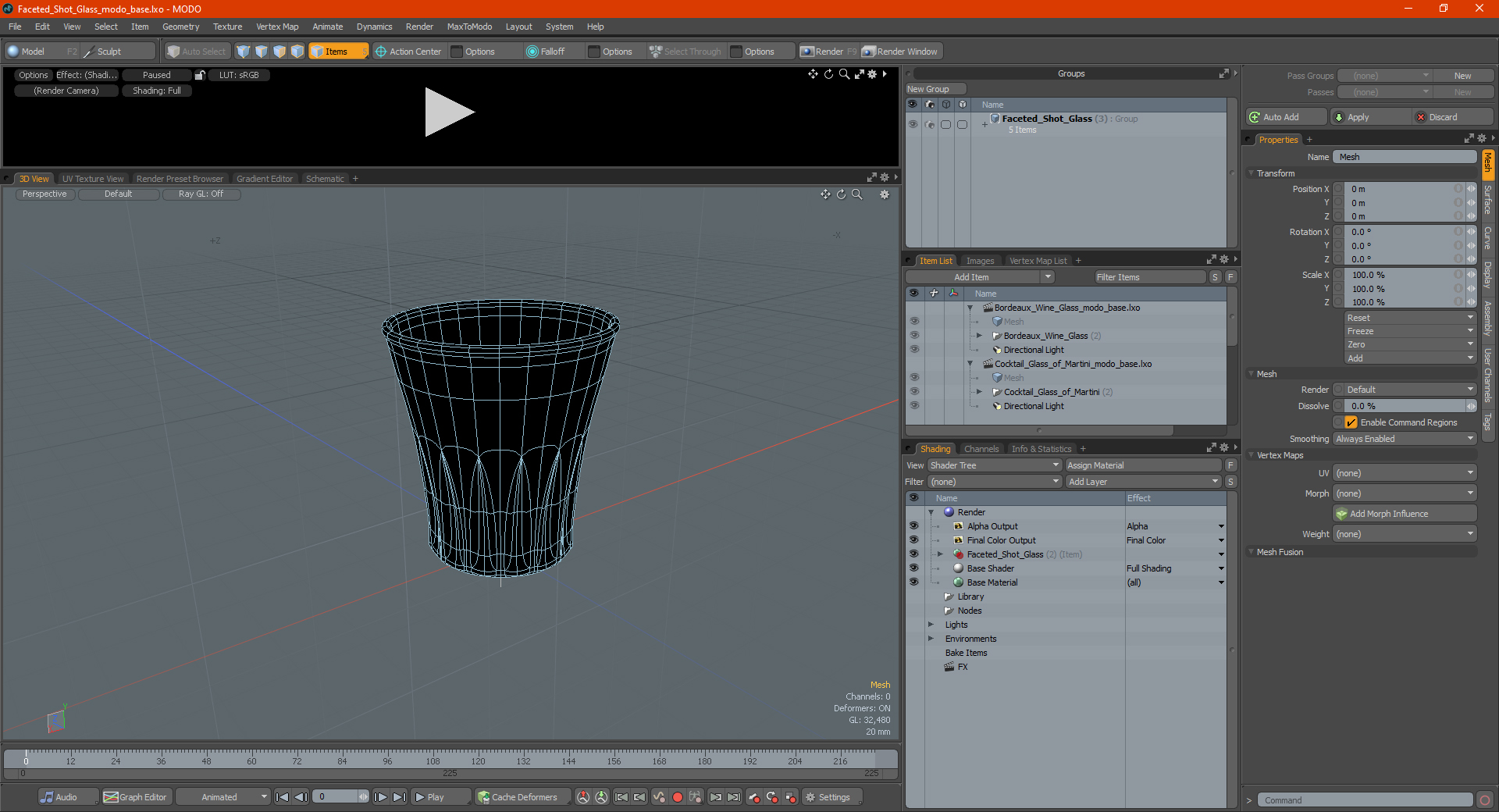 3D Faceted Shot Glass model
