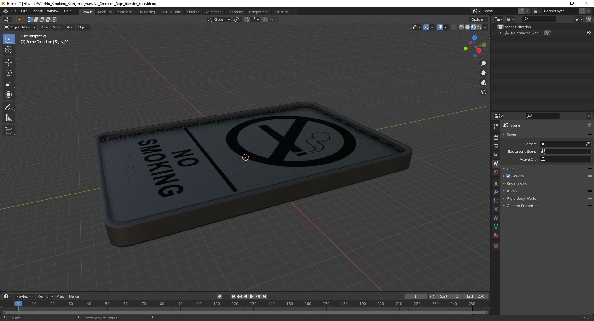 3D model No Smoking Sign
