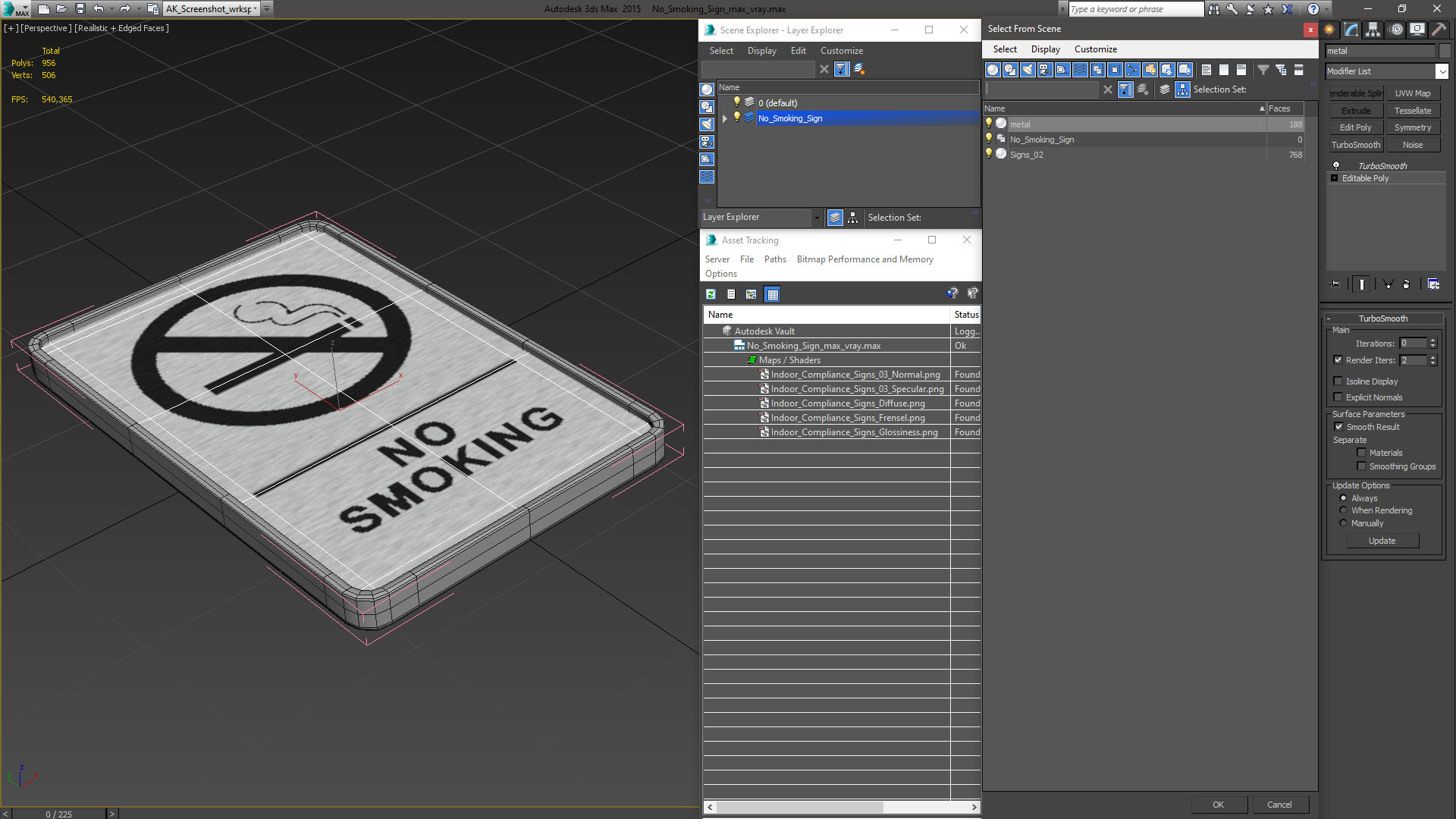 3D model No Smoking Sign