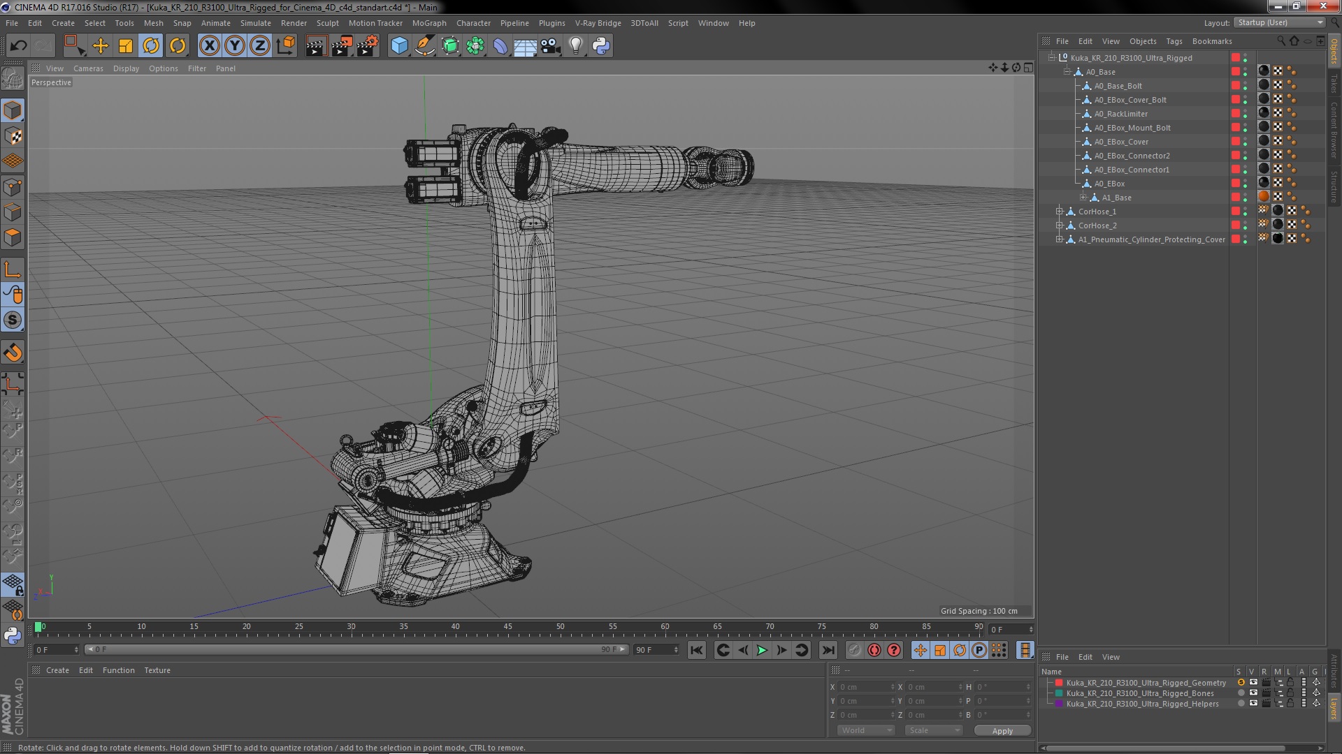 Kuka KR 210 R3100 Ultra Rigged for Cinema 4D 3D model