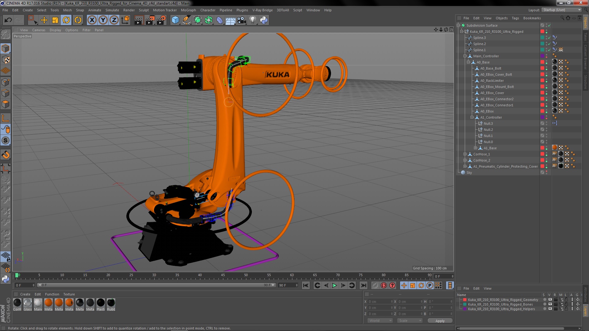 Kuka KR 210 R3100 Ultra Rigged for Cinema 4D 3D model