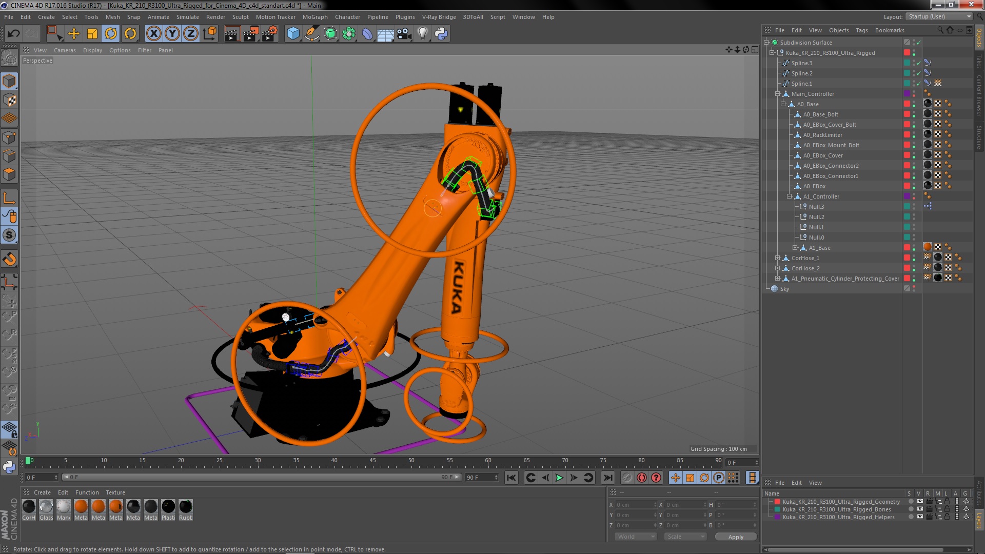 Kuka KR 210 R3100 Ultra Rigged for Cinema 4D 3D model
