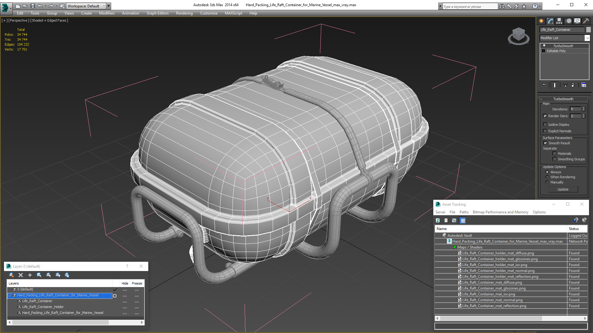 3D model Hard Packing Life Raft Container for Marine Vessel