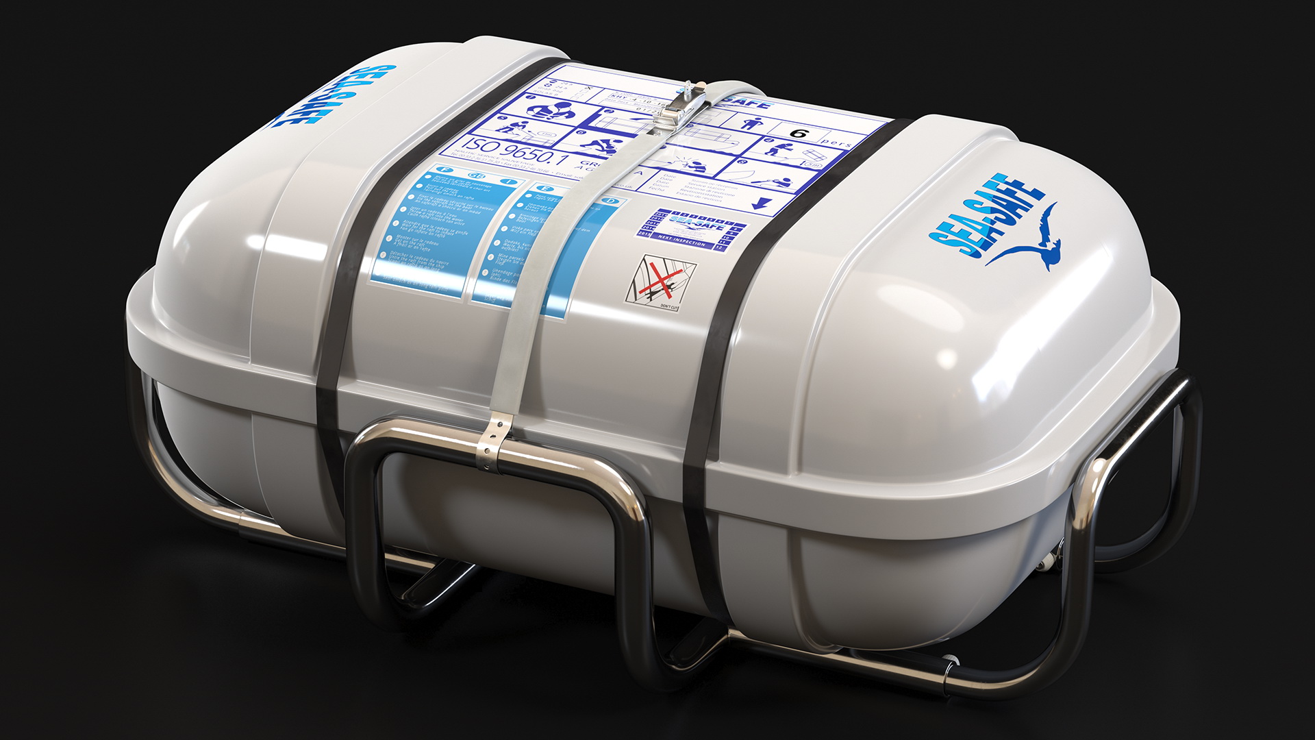 3D model Hard Packing Life Raft Container for Marine Vessel