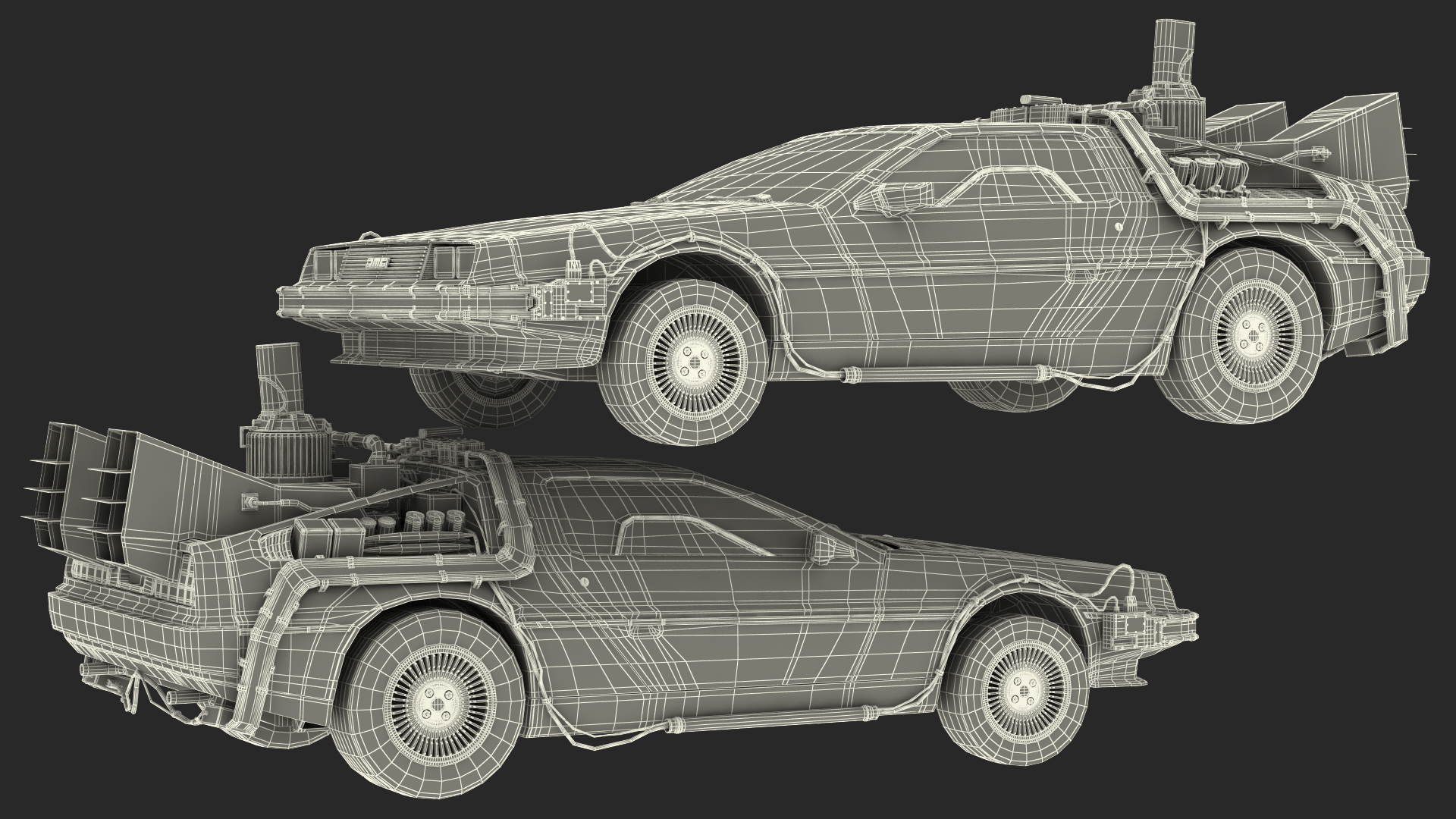 3D DeLorean DMC-12 Time Machine model