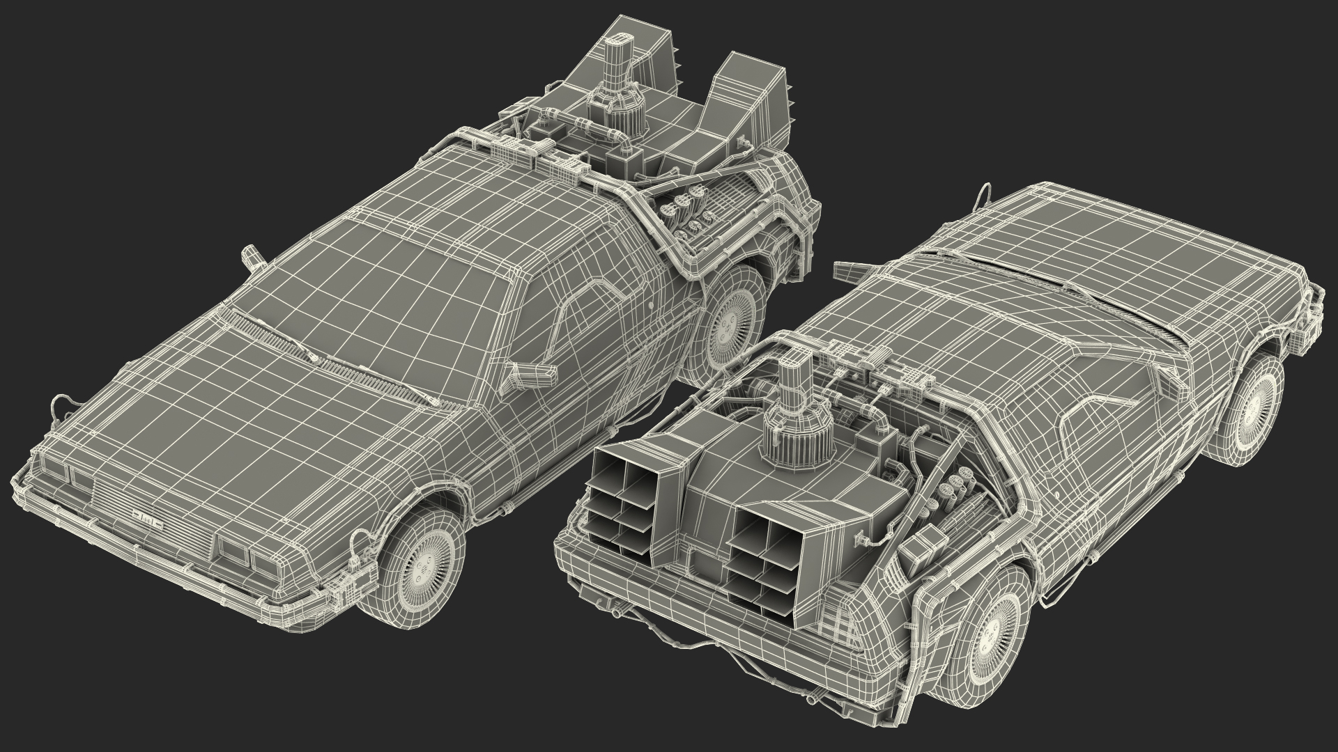 3D DeLorean DMC-12 Time Machine model