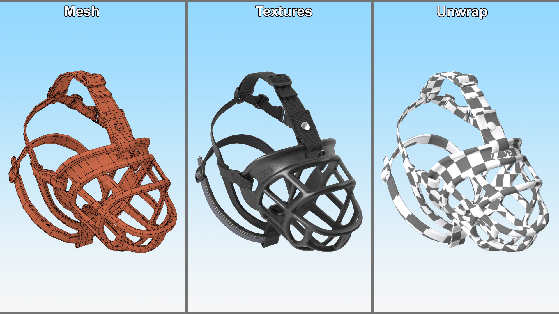 Baskerville Muzzle for Xoloitzcuintli 3D