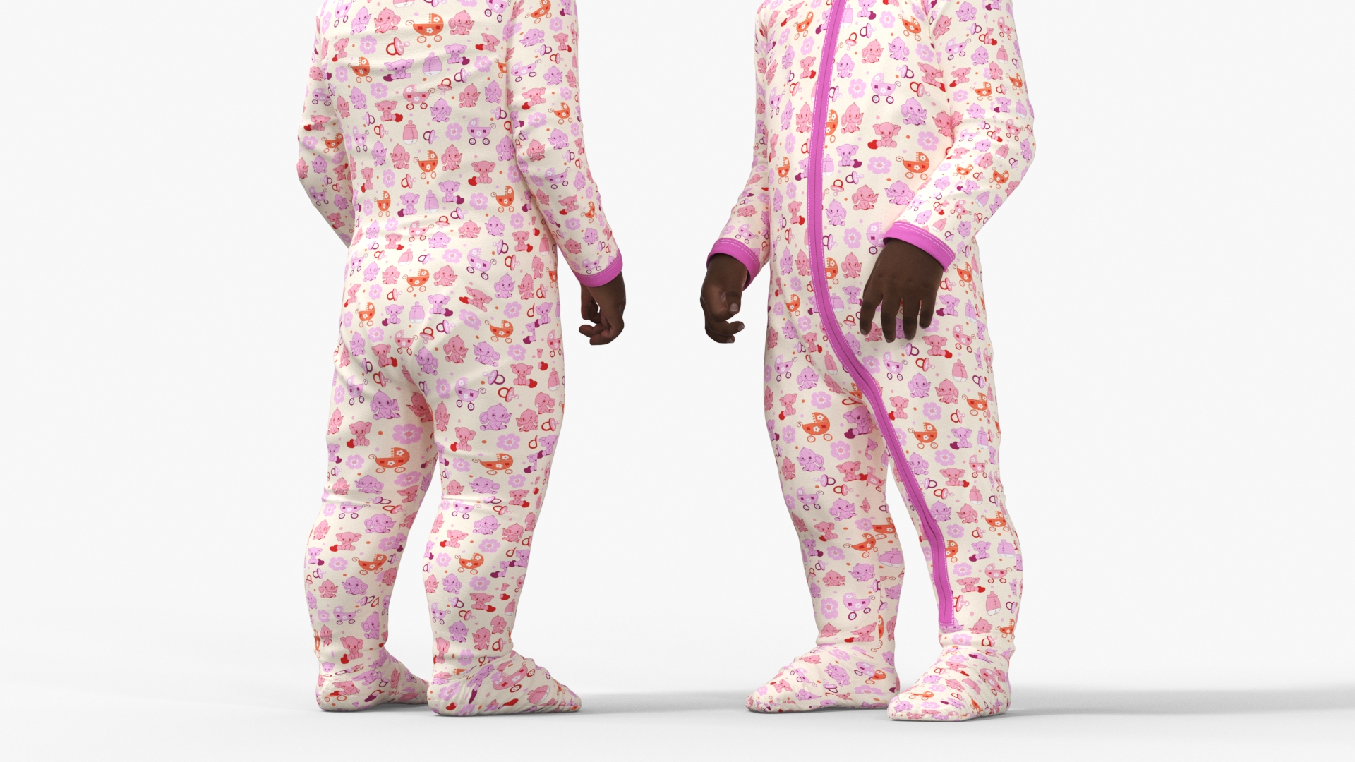 Toddler Black Girl in Full Bodysuit Standing 3D model