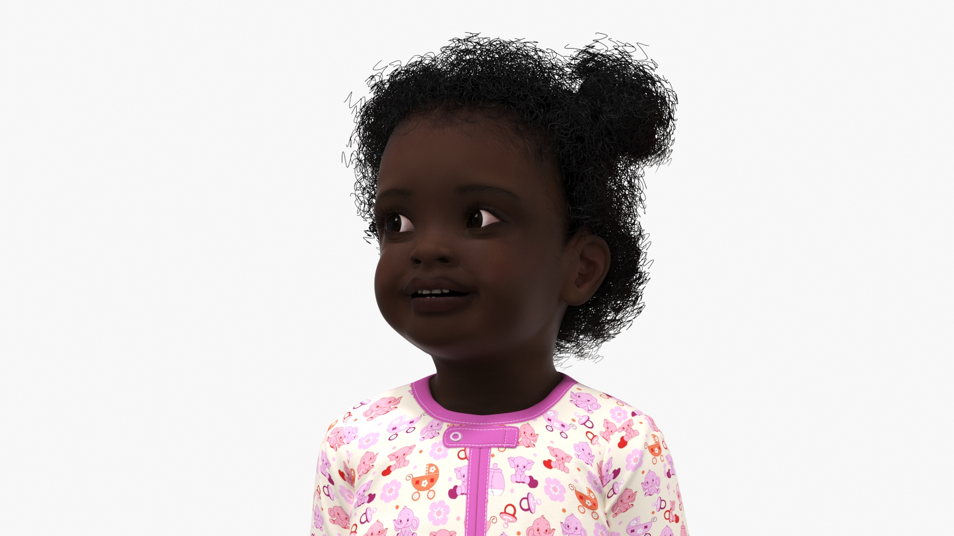Toddler Black Girl in Full Bodysuit Standing 3D model
