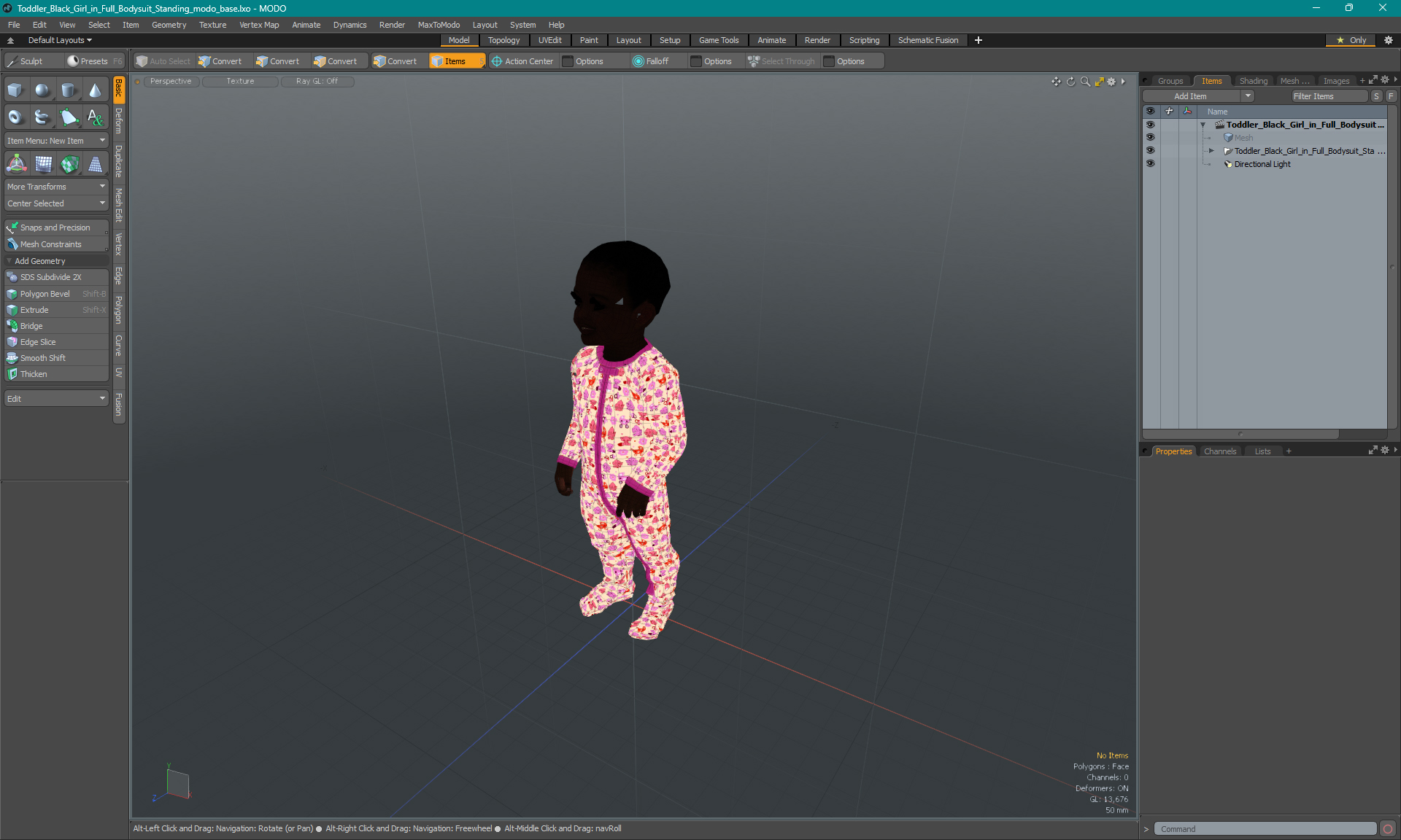 Toddler Black Girl in Full Bodysuit Standing 3D model