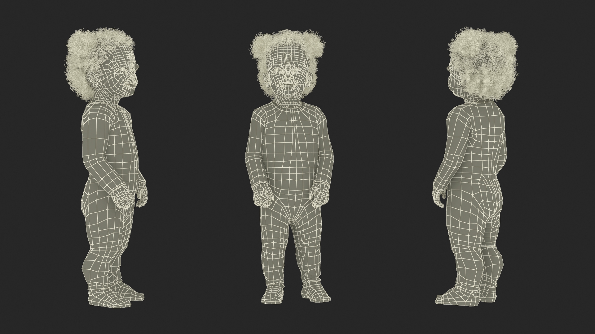 Toddler Black Girl in Full Bodysuit Standing 3D model