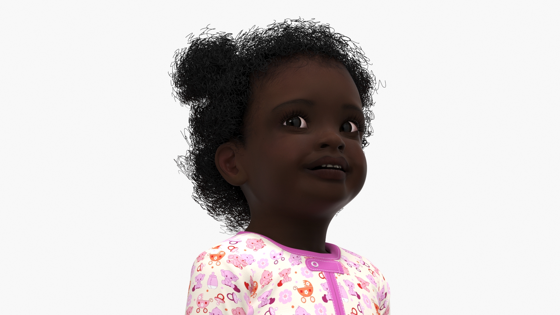 Toddler Black Girl in Full Bodysuit Standing 3D model