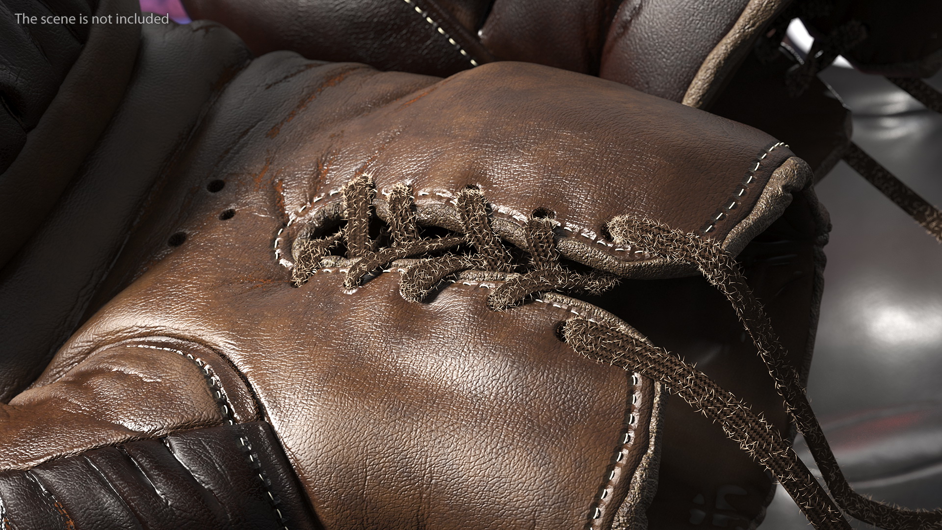 3D Old Brown Leather Boxing Gloves