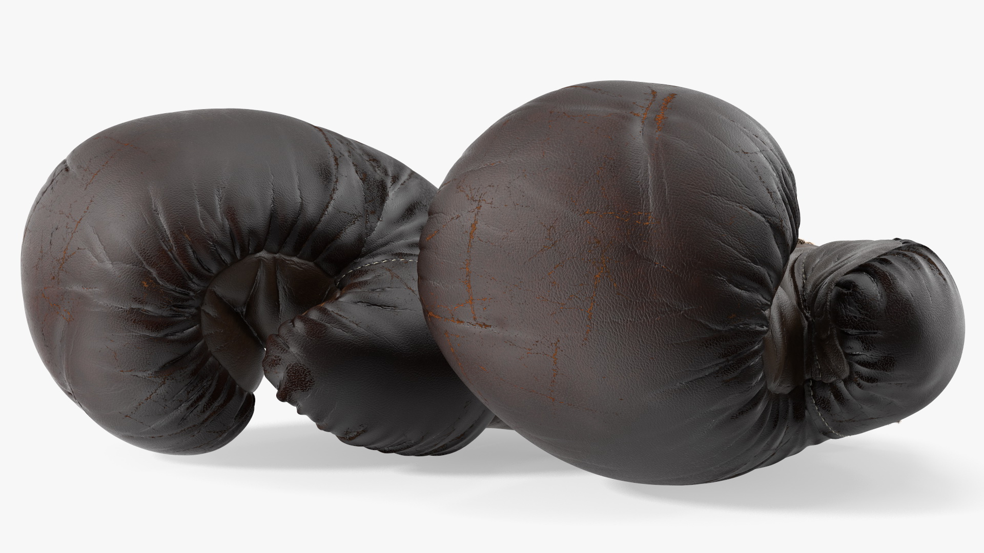 3D Old Brown Leather Boxing Gloves