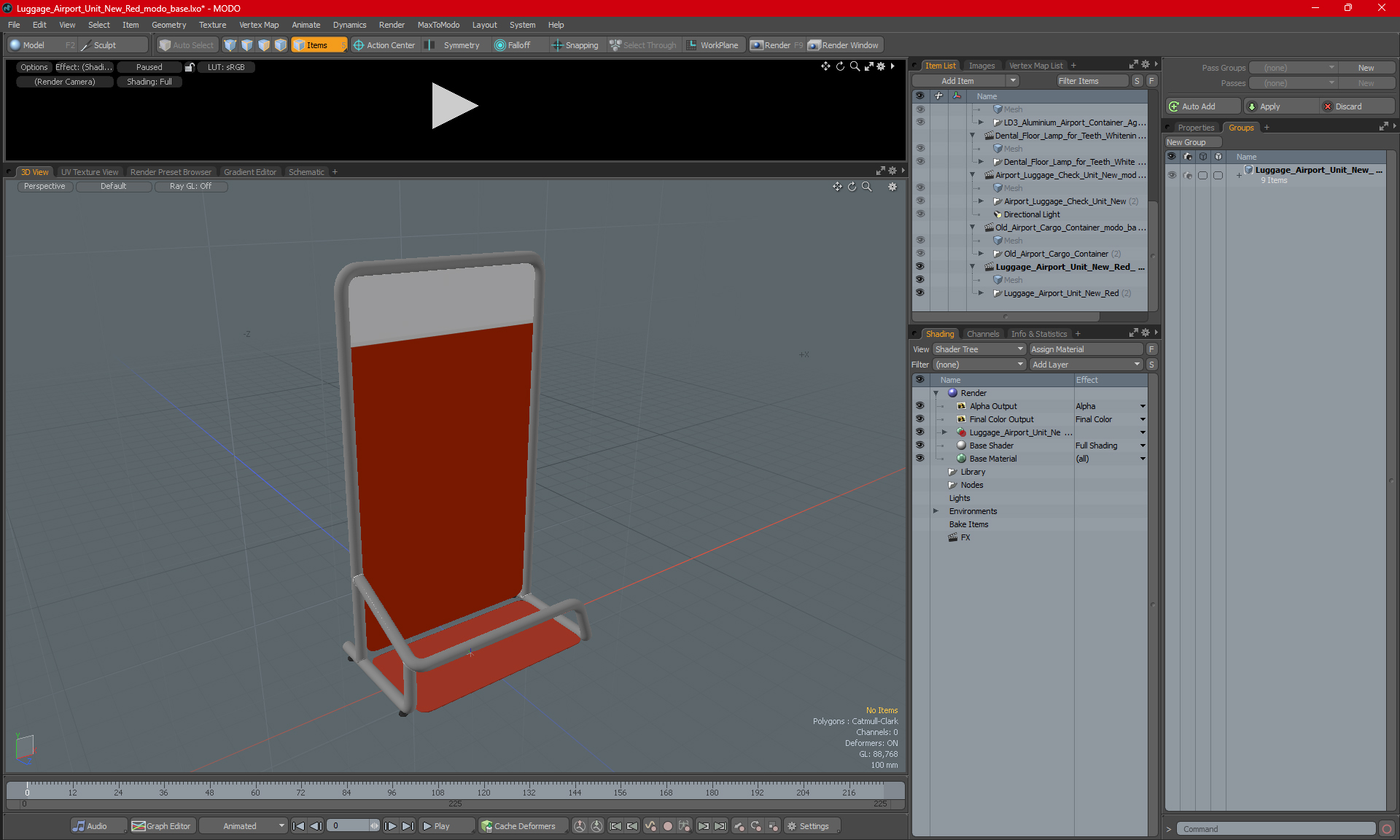 3D Luggage Airport Unit New Red model