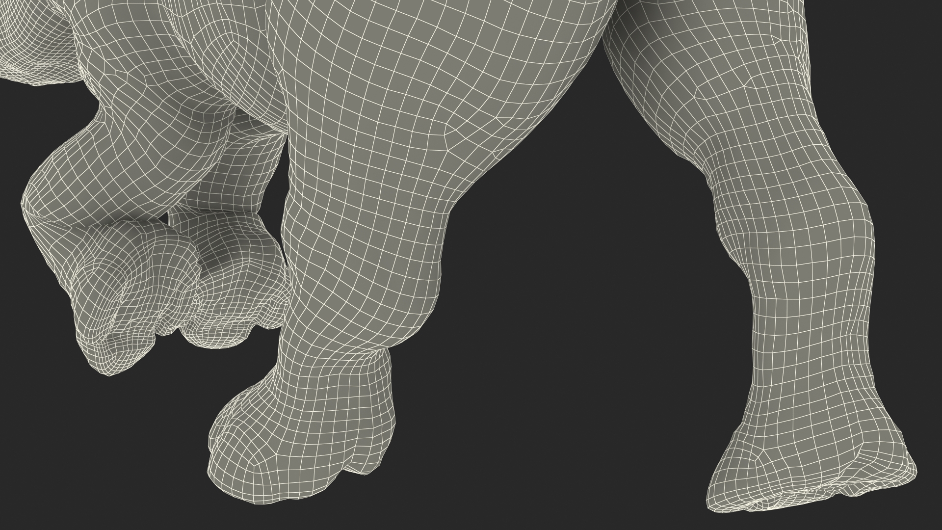 Rhino Baby Running Pose Fur 3D