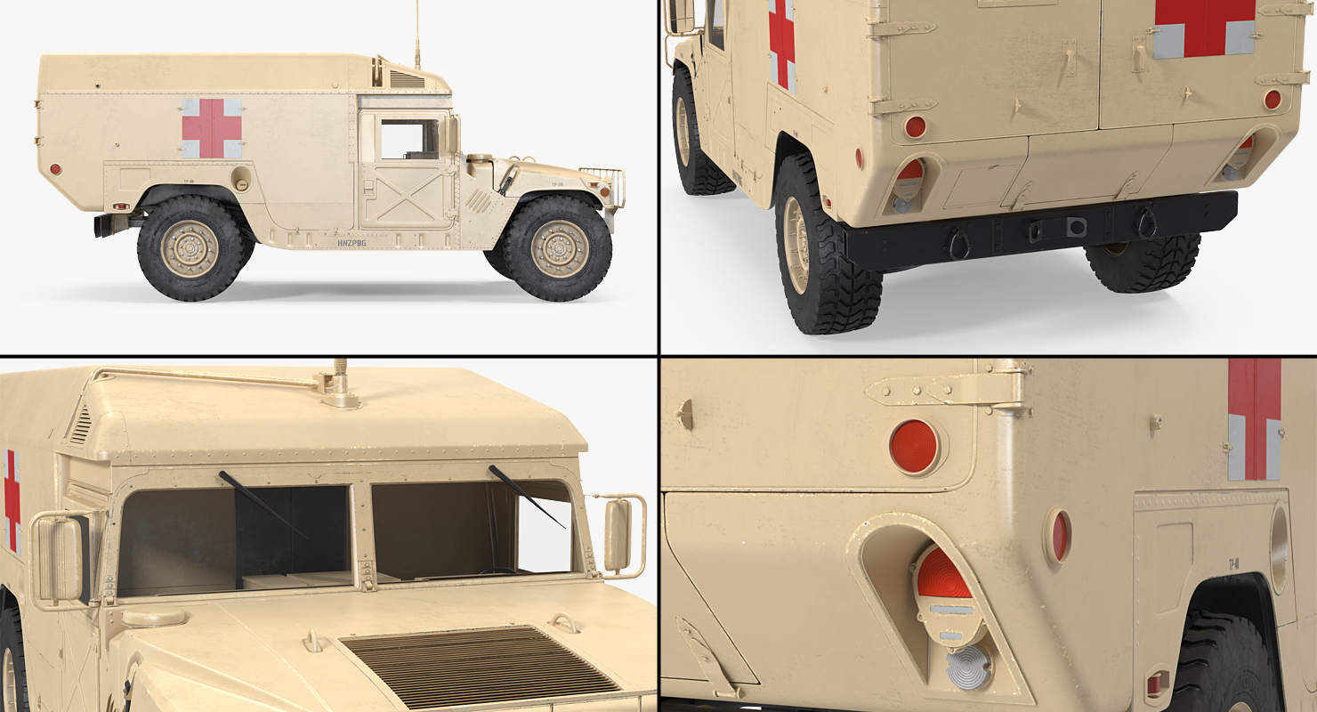3D Ambulance Car HMMWV m996 Rigged Desert model