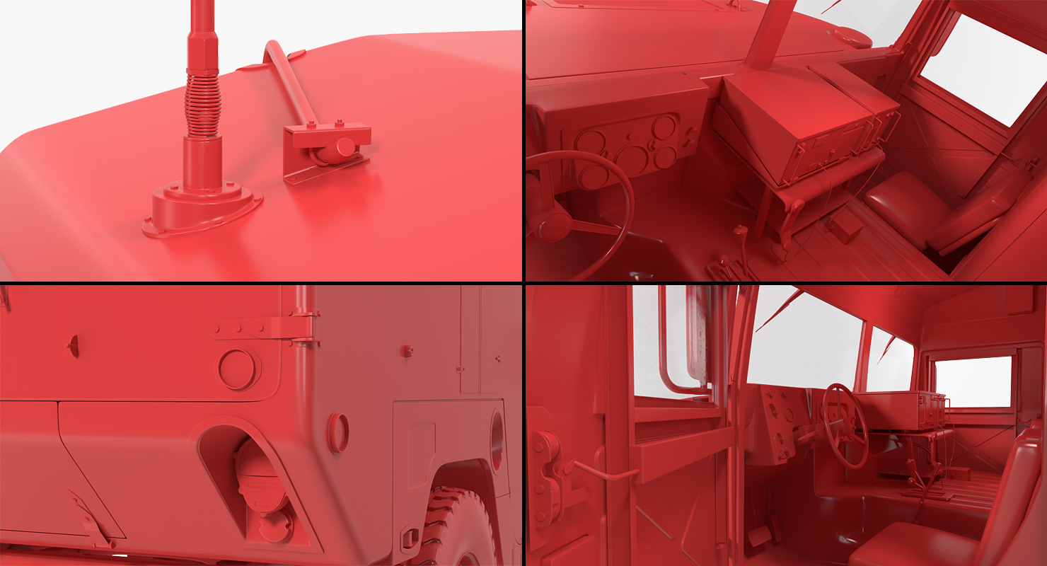 3D Ambulance Car HMMWV m996 Rigged Desert model
