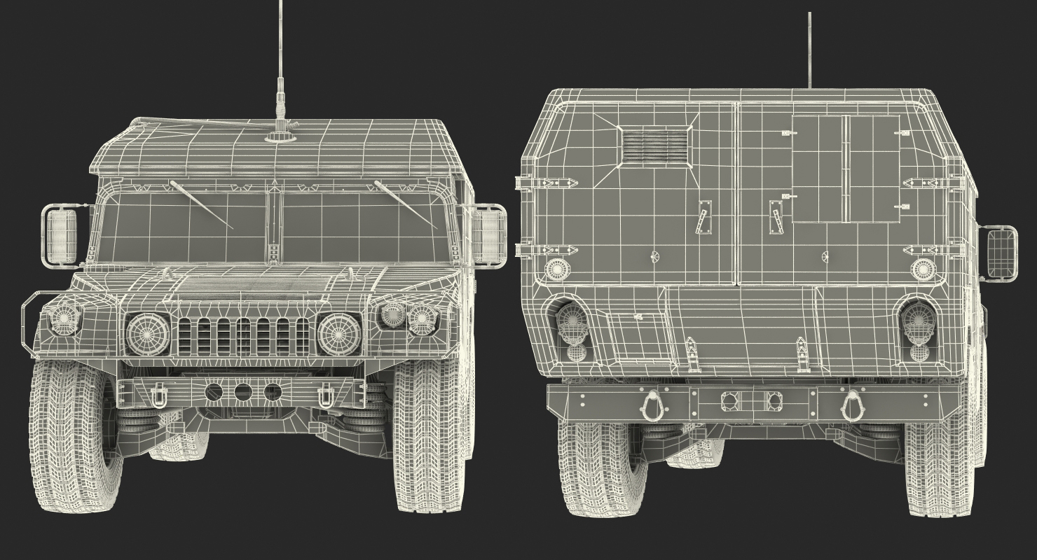 3D Ambulance Car HMMWV m996 Rigged Desert model
