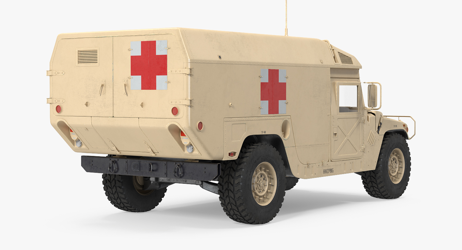 3D Ambulance Car HMMWV m996 Rigged Desert model