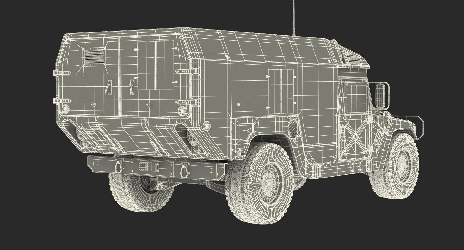 3D Ambulance Car HMMWV m996 Rigged Desert model