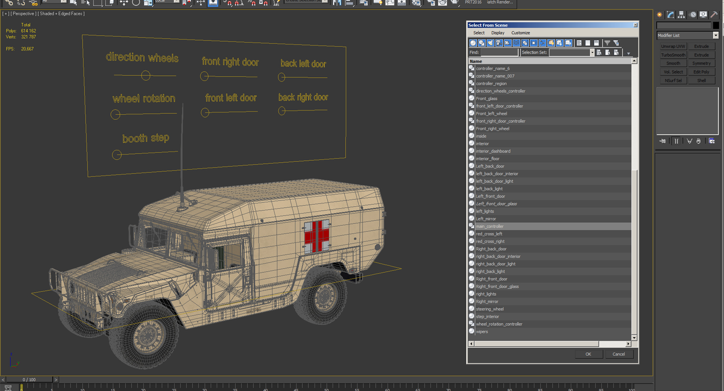 3D Ambulance Car HMMWV m996 Rigged Desert model