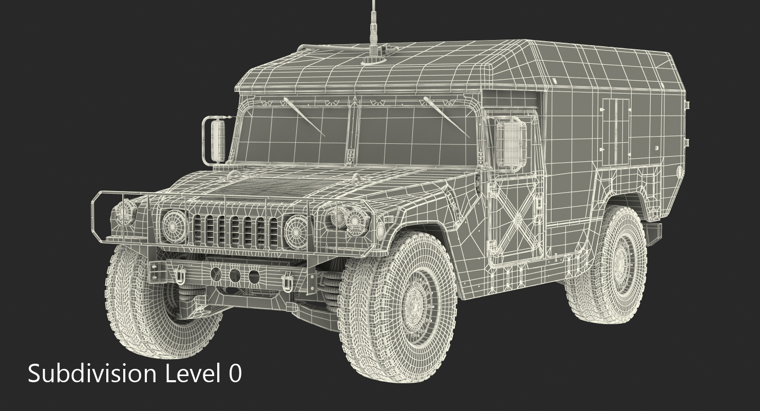 3D Ambulance Car HMMWV m996 Rigged Desert model