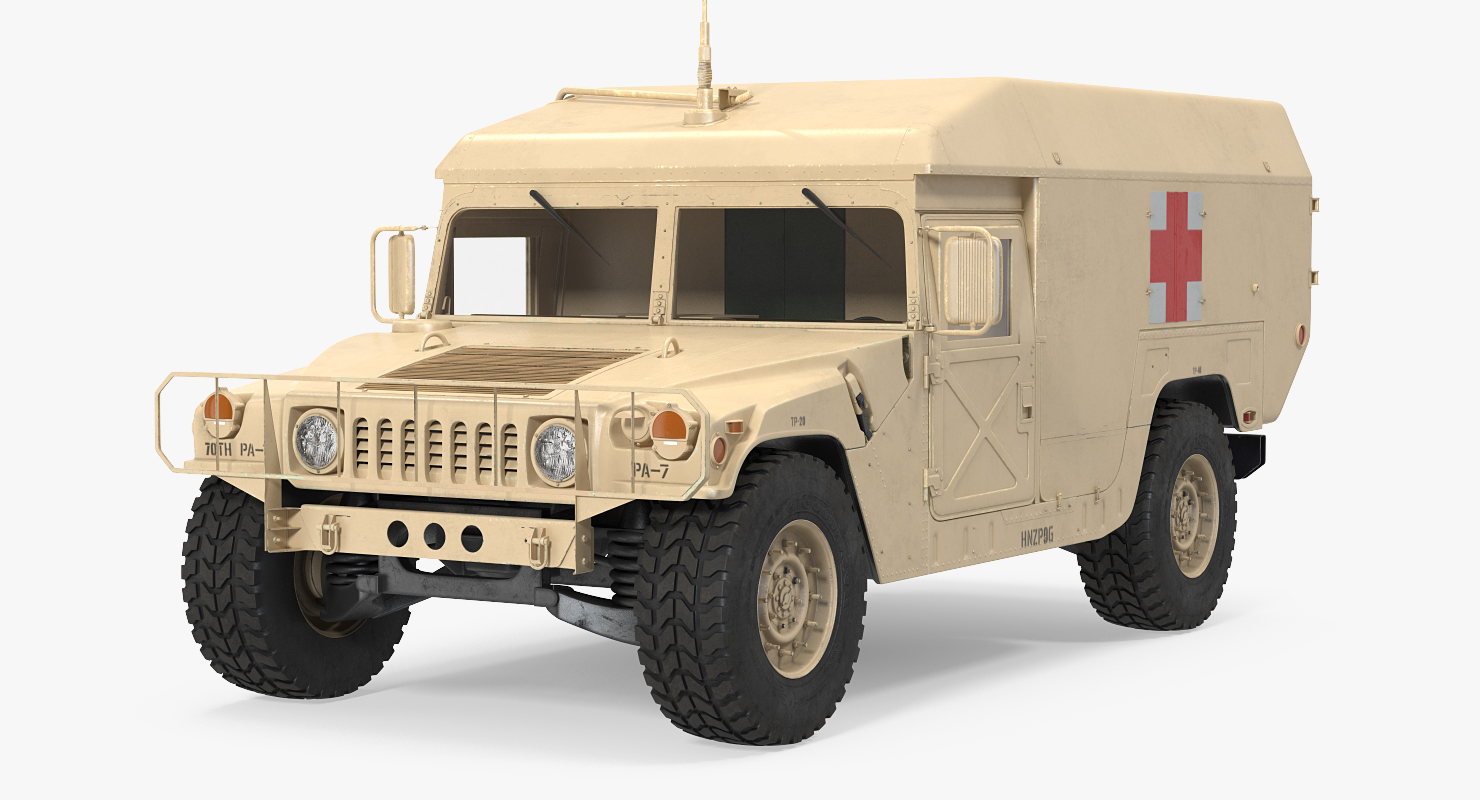 3D Ambulance Car HMMWV m996 Rigged Desert model