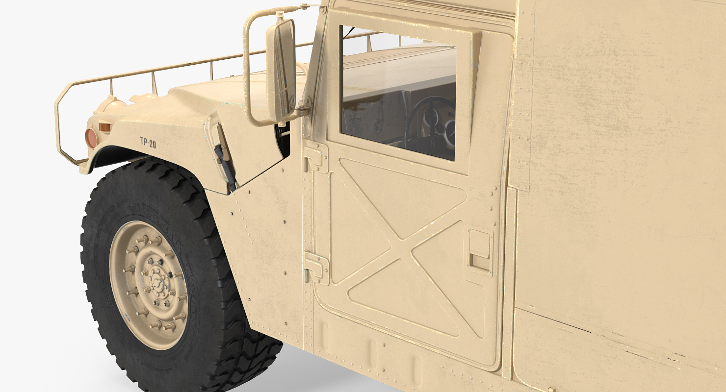 3D Ambulance Car HMMWV m996 Rigged Desert model