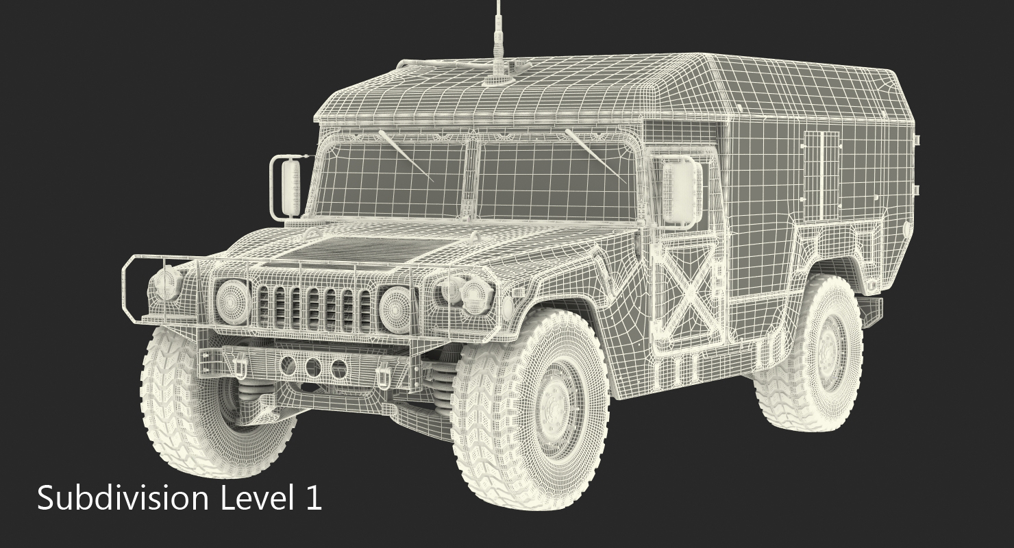 3D Ambulance Car HMMWV m996 Rigged Desert model