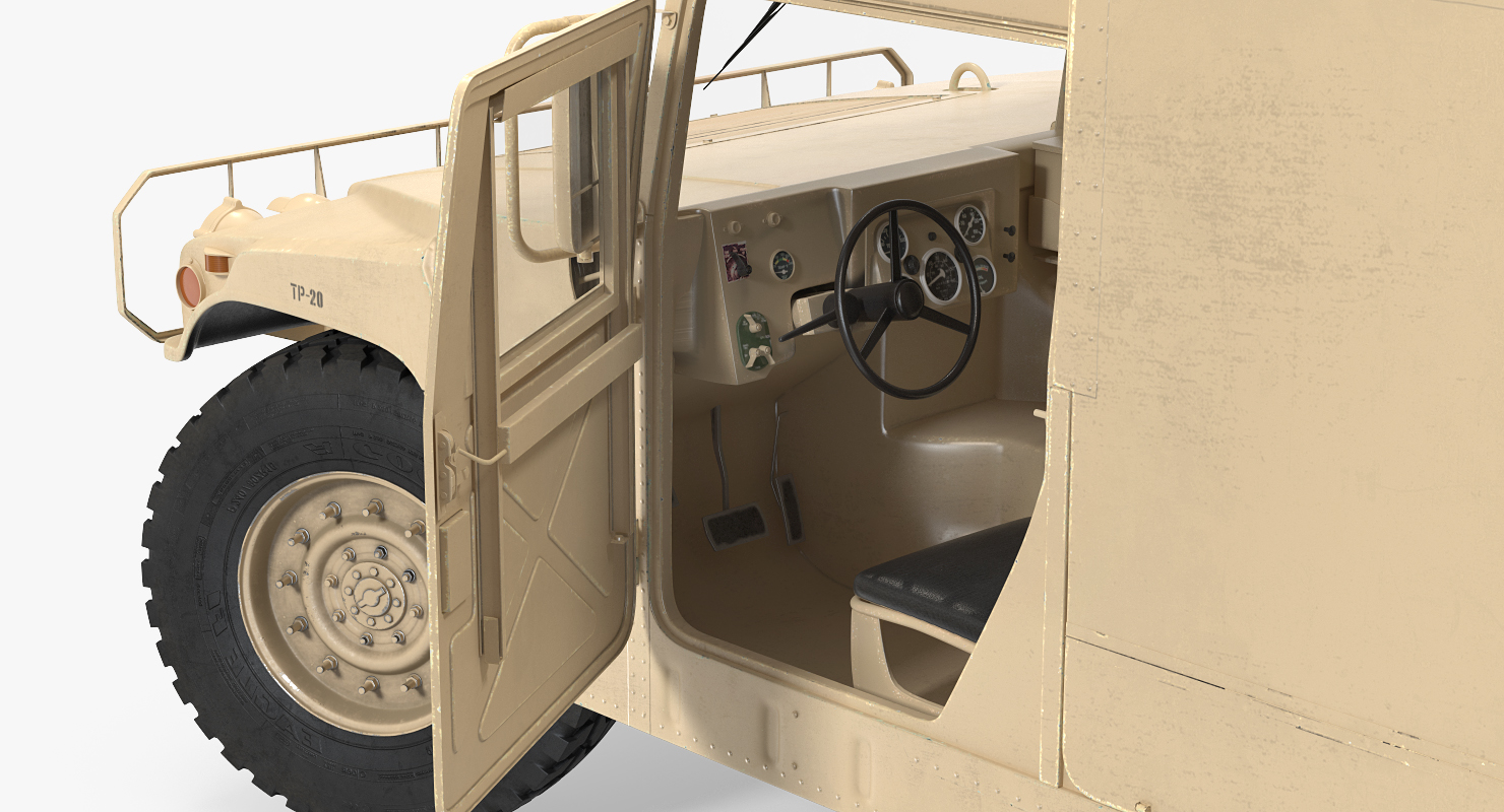 3D Ambulance Car HMMWV m996 Rigged Desert model