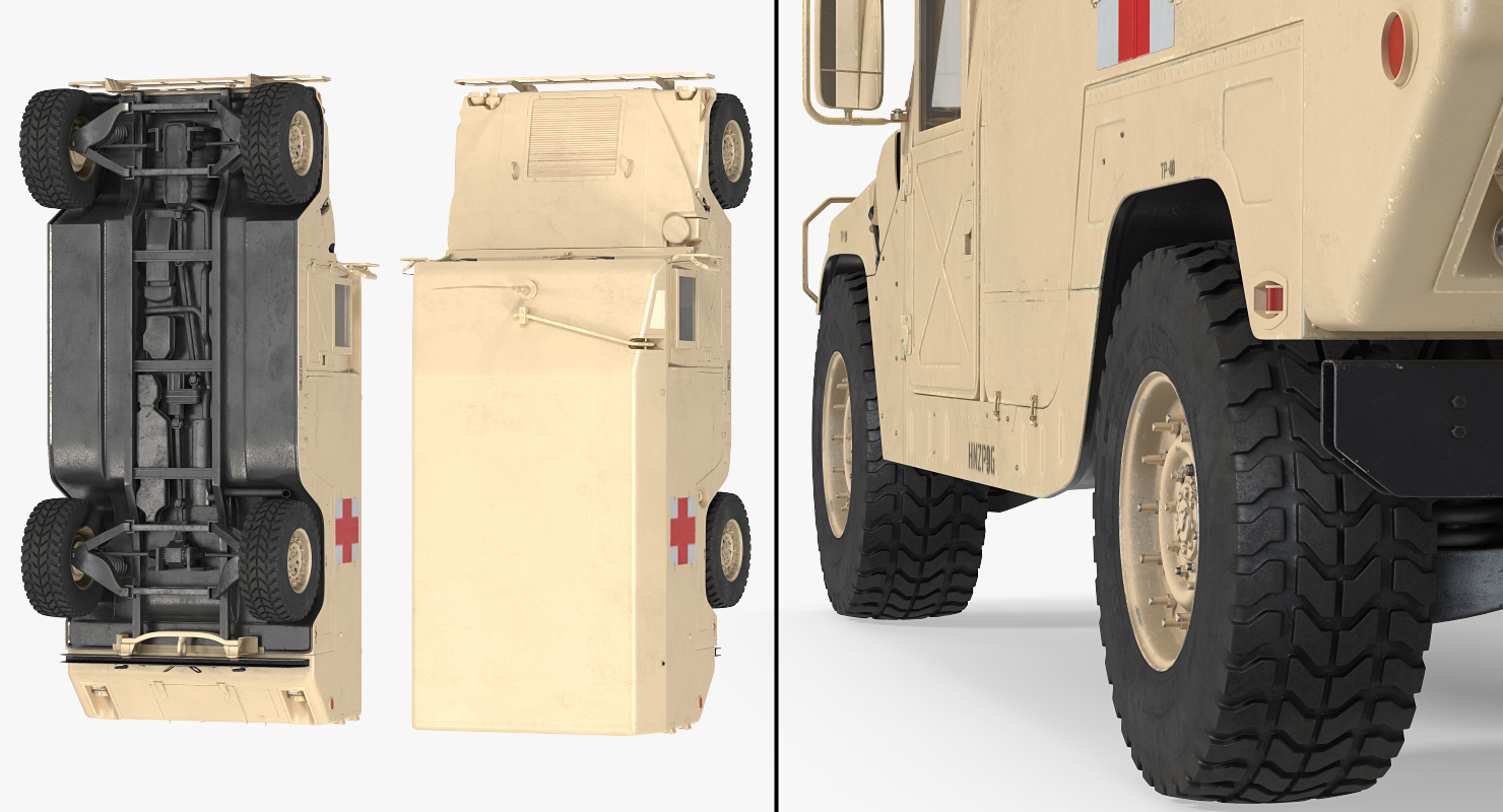 3D Ambulance Car HMMWV m996 Rigged Desert model