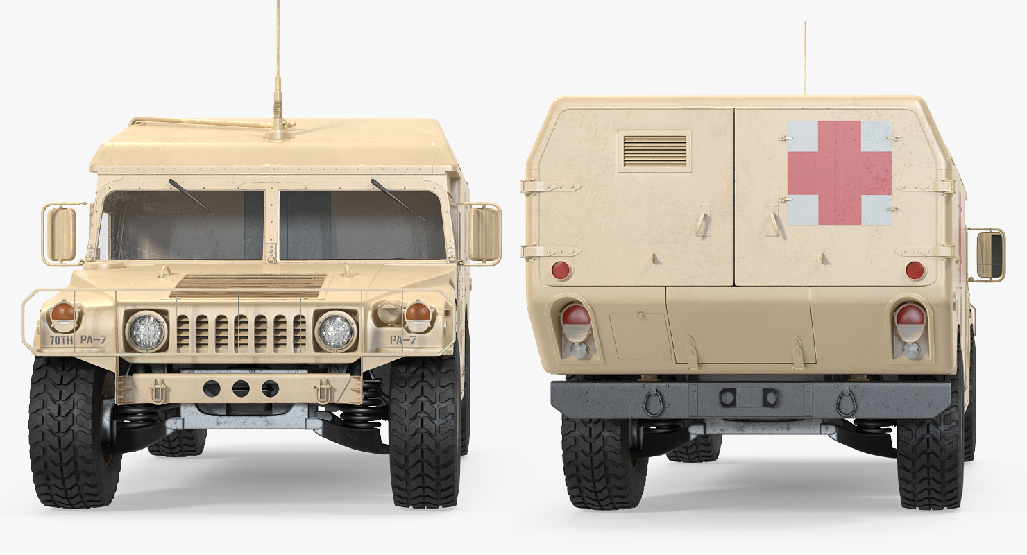 3D Ambulance Car HMMWV m996 Rigged Desert model