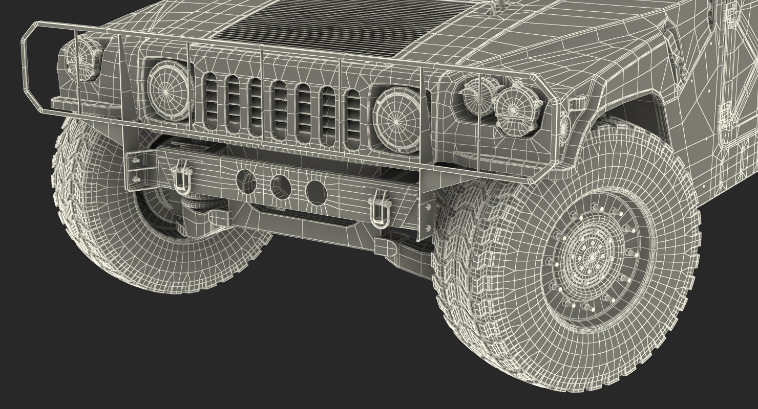 3D Ambulance Car HMMWV m996 Rigged Desert model