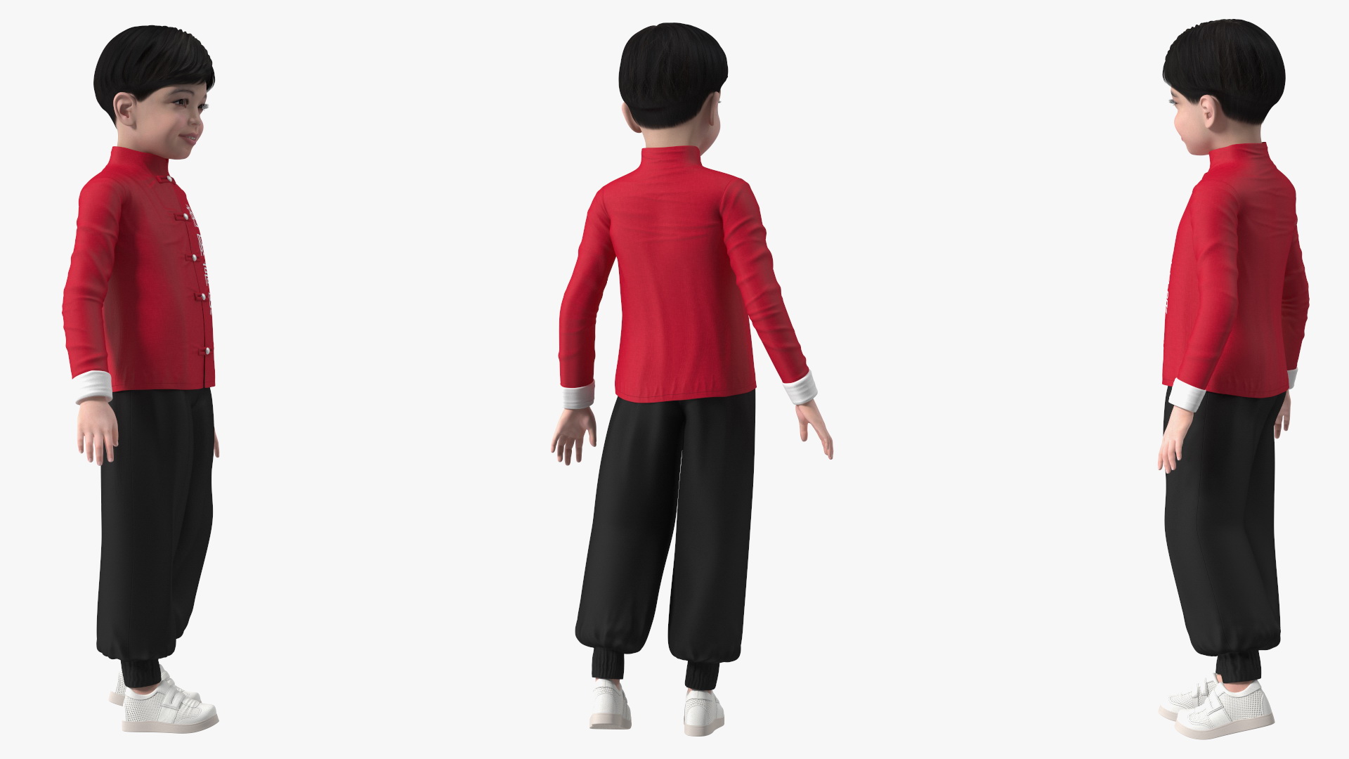 3D Chinese Boy in National Clothes