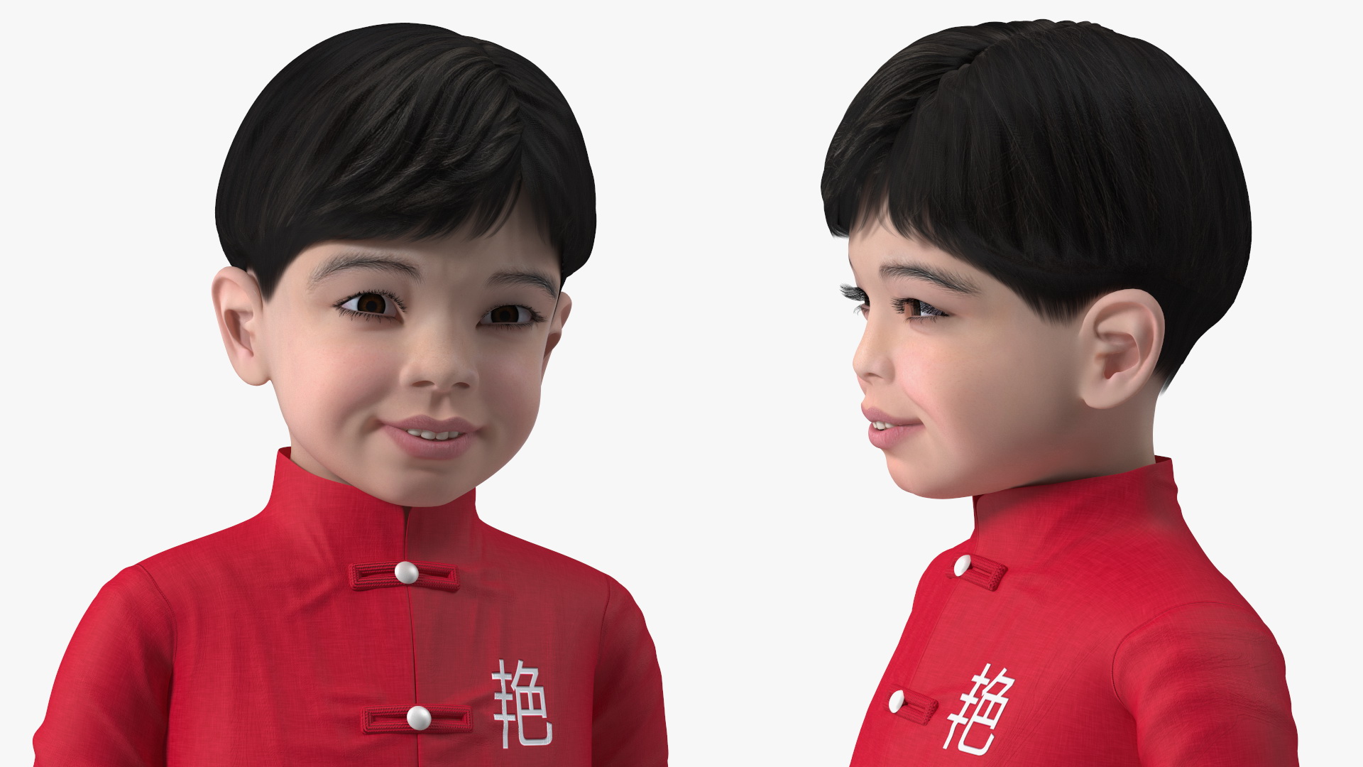 3D Chinese Boy in National Clothes