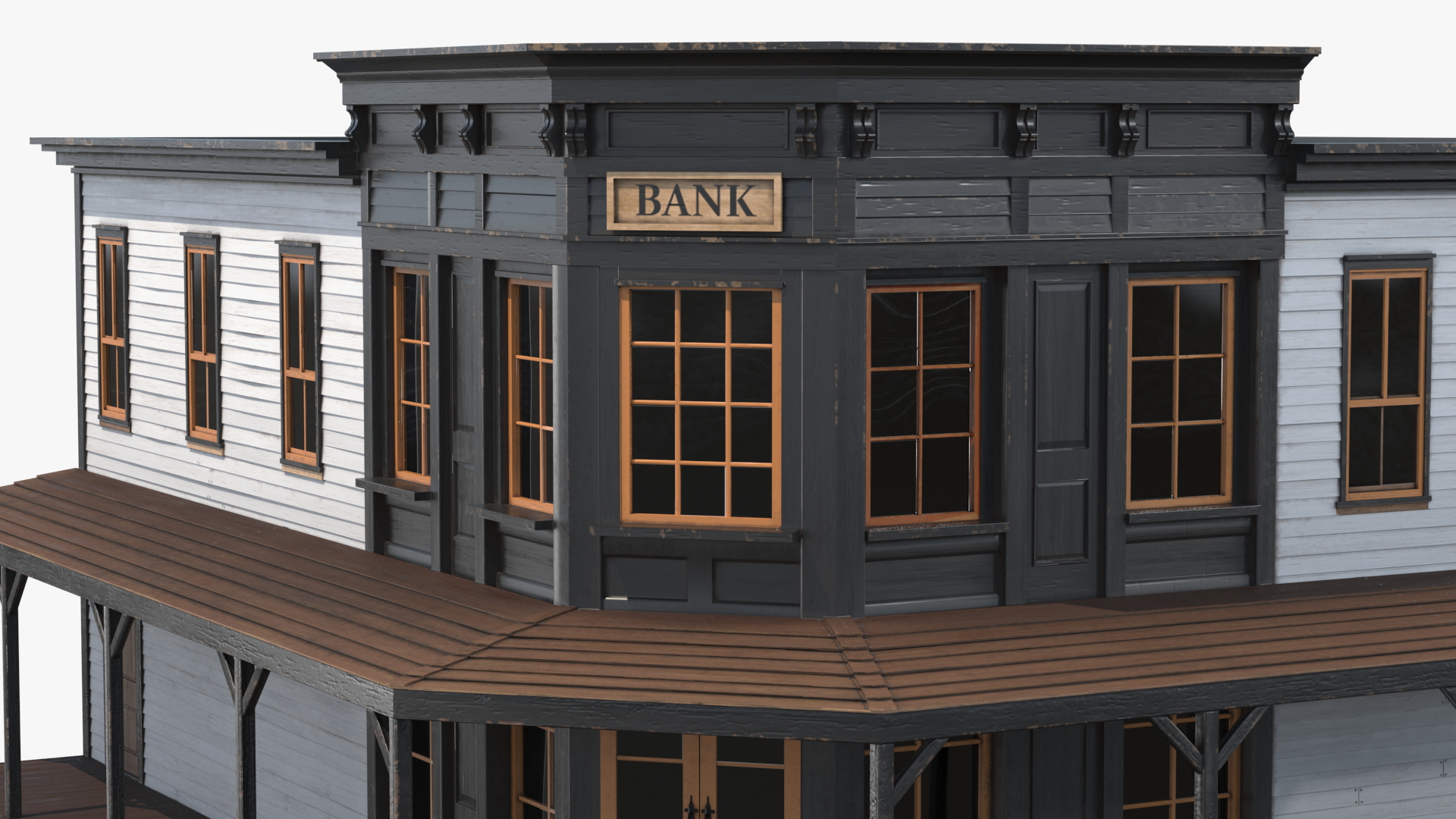 Historical Bank Office Wild West 3D