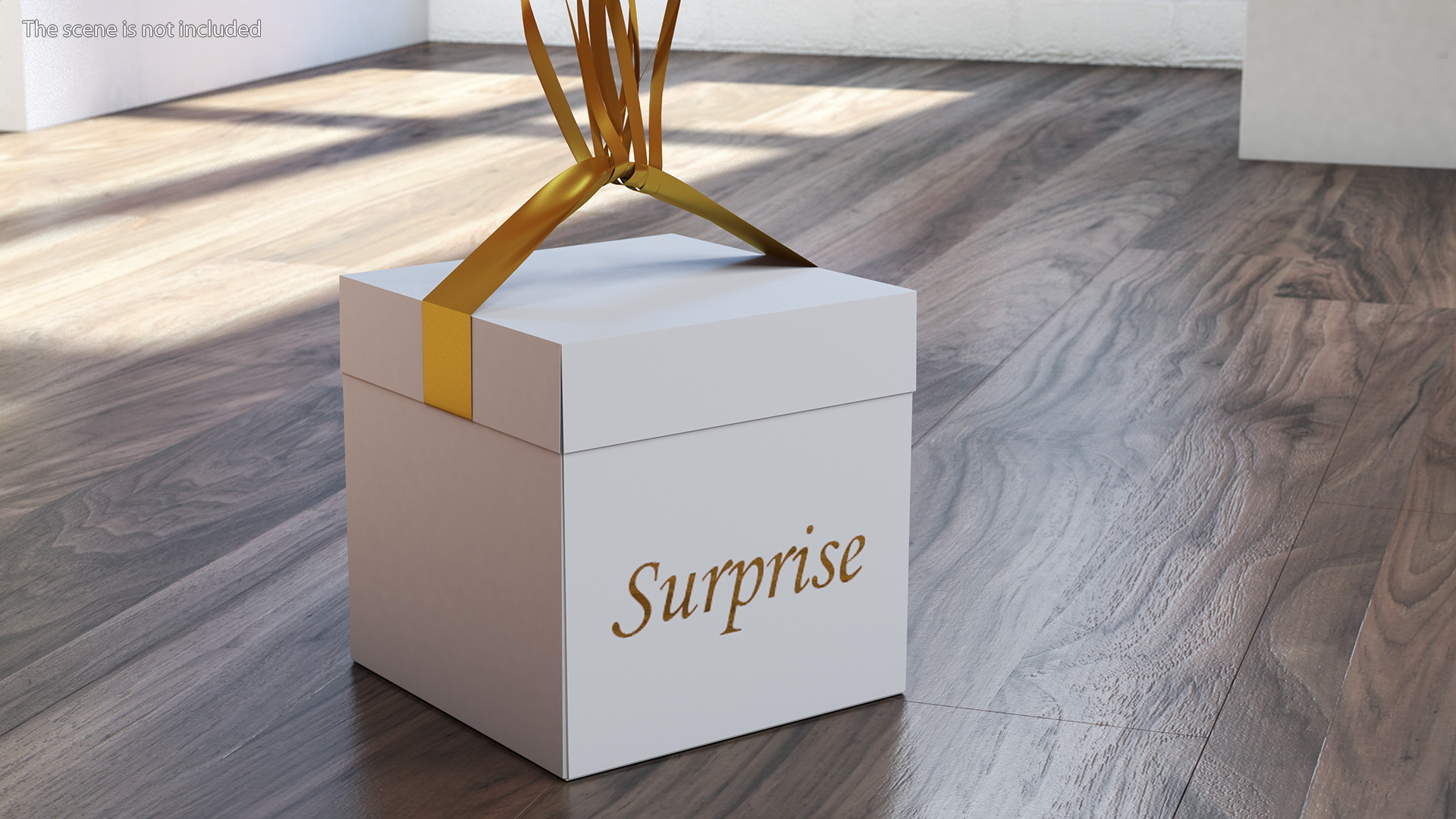 3D Matte Gold Star Balloons Tied to Gift Box