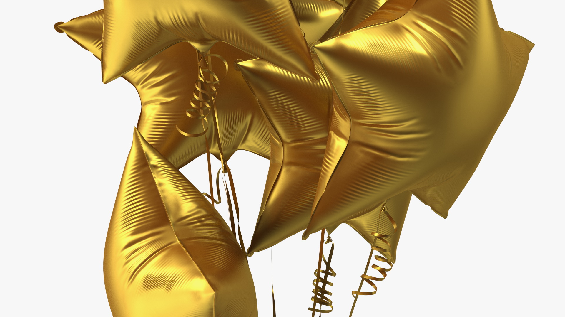 3D Matte Gold Star Balloons Tied to Gift Box