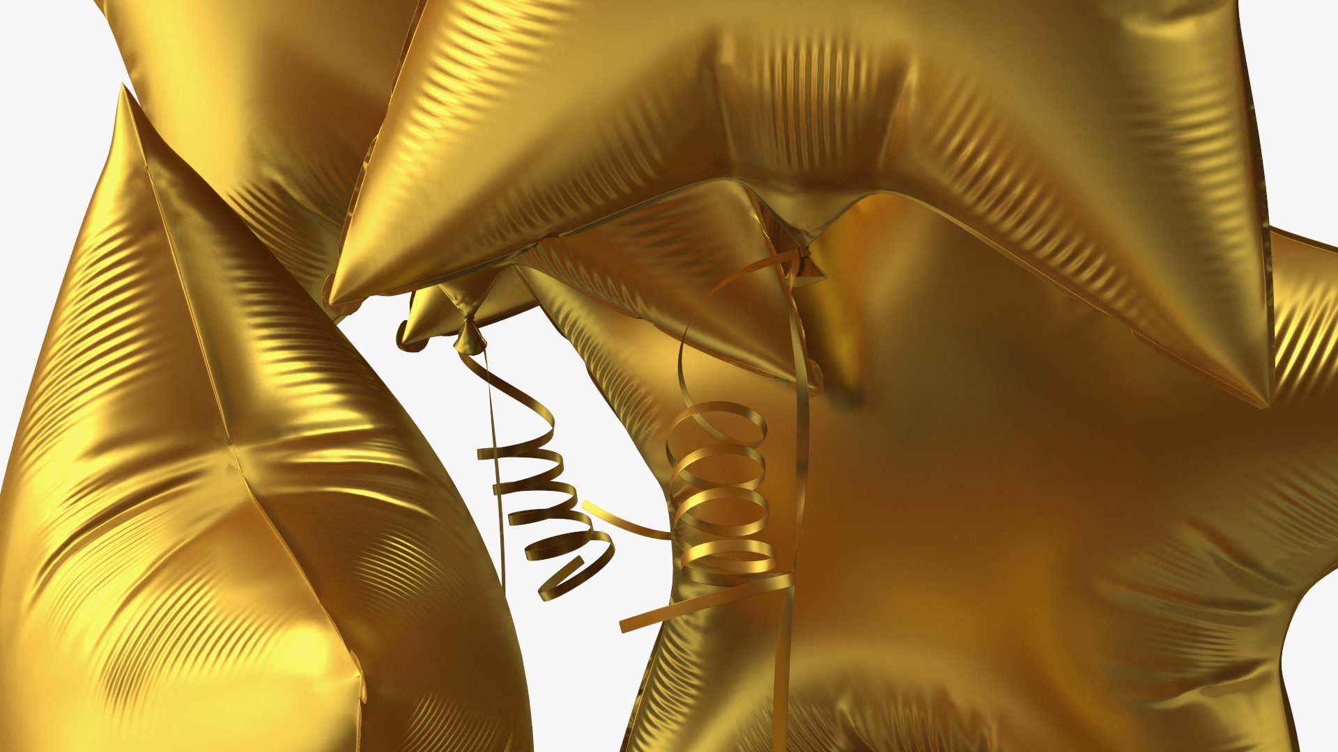 3D Matte Gold Star Balloons Tied to Gift Box