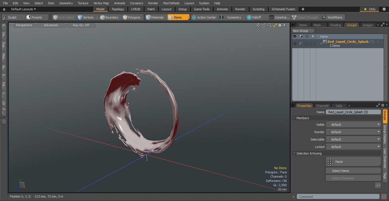 Red Liquid Circle Splash 3D model