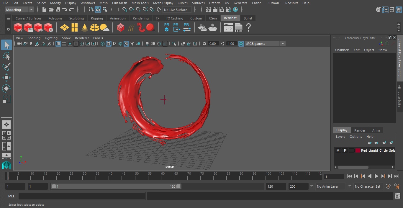 Red Liquid Circle Splash 3D model