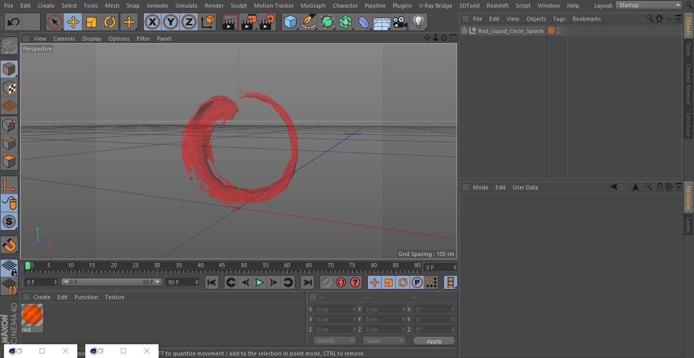 Red Liquid Circle Splash 3D model