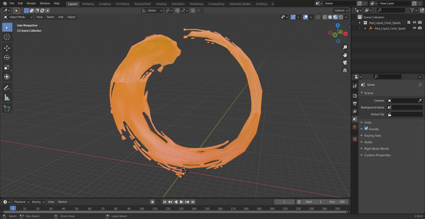 Red Liquid Circle Splash 3D model