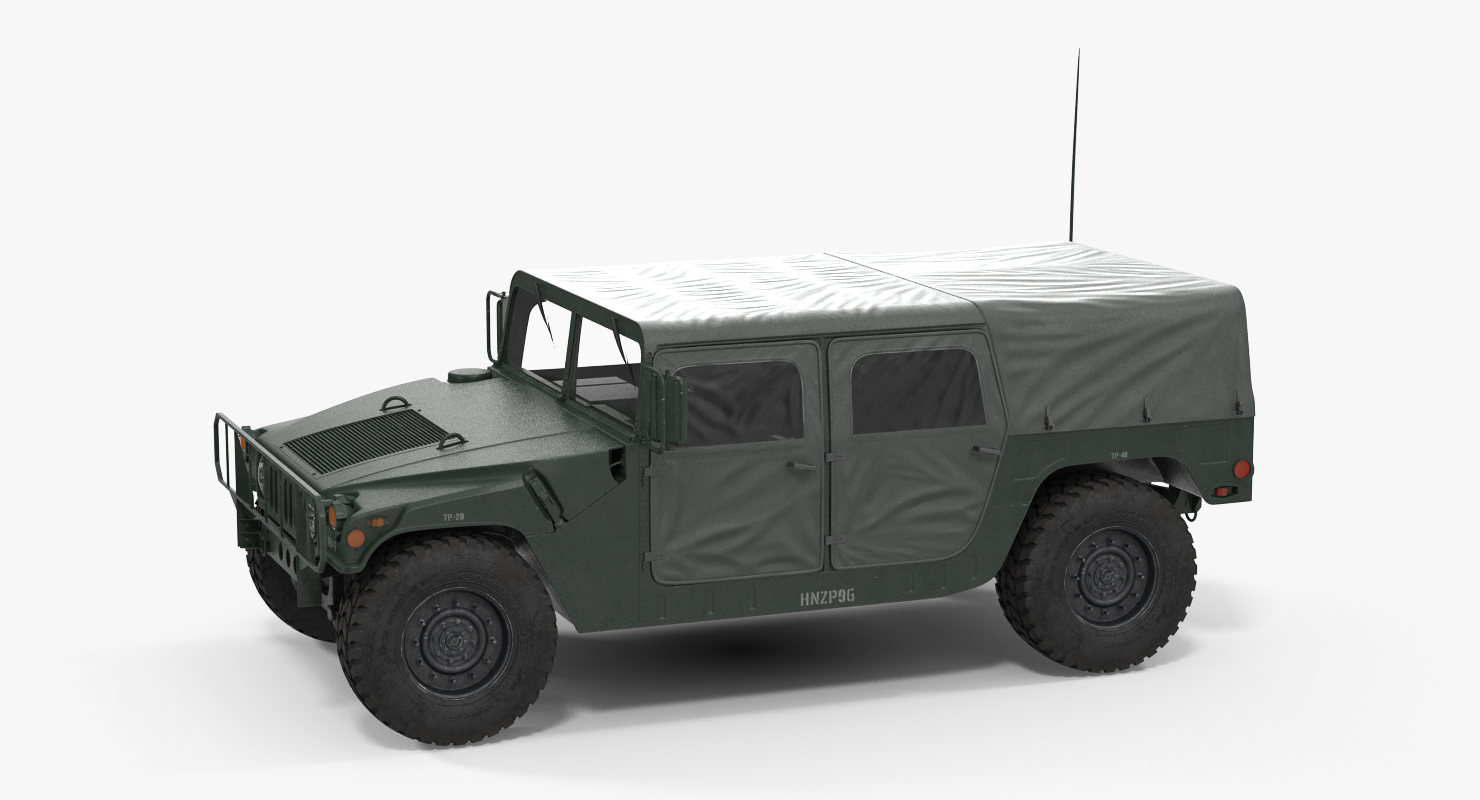 Soft Top Military Car HMMWV m1035 Green 3D model