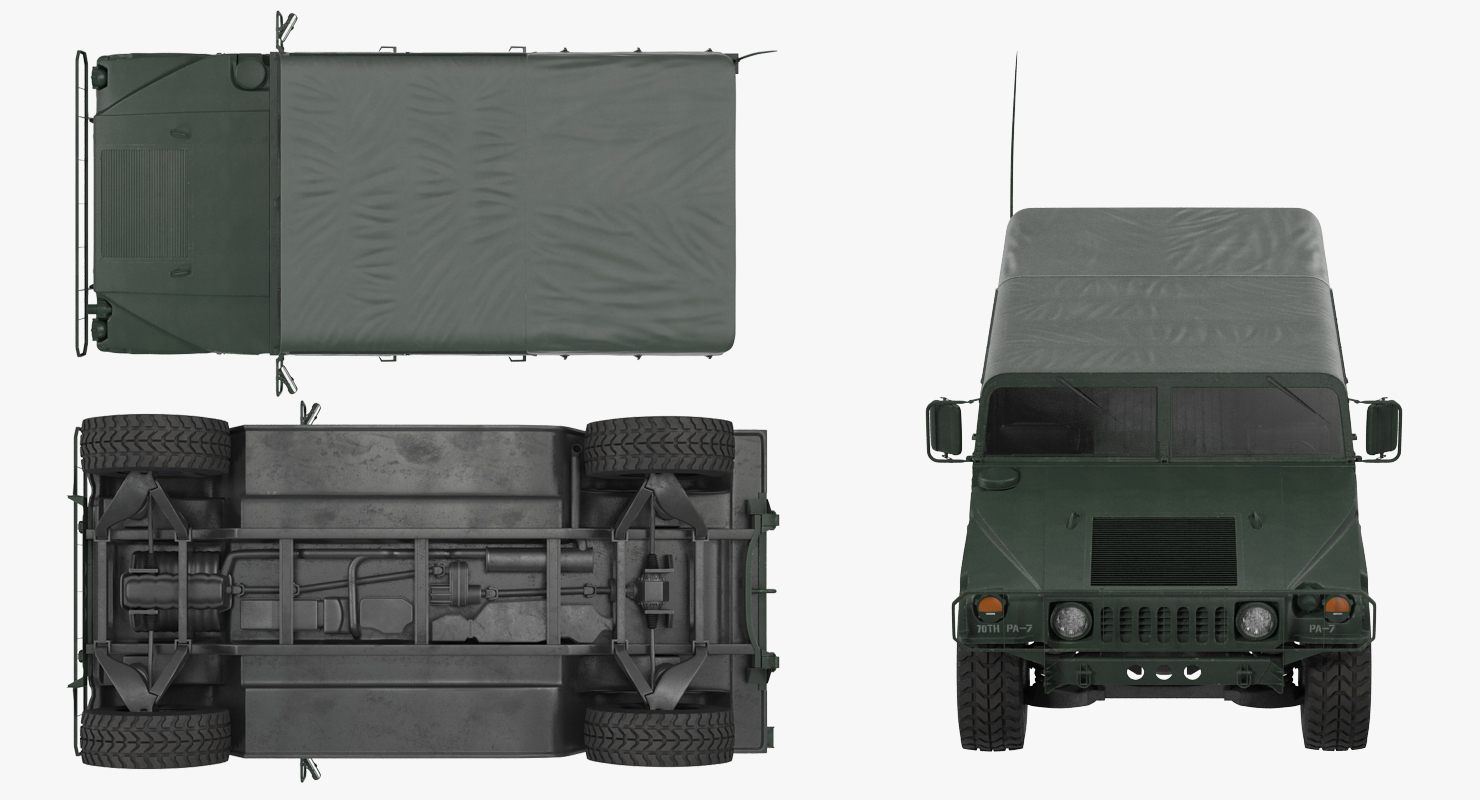 Soft Top Military Car HMMWV m1035 Green 3D model